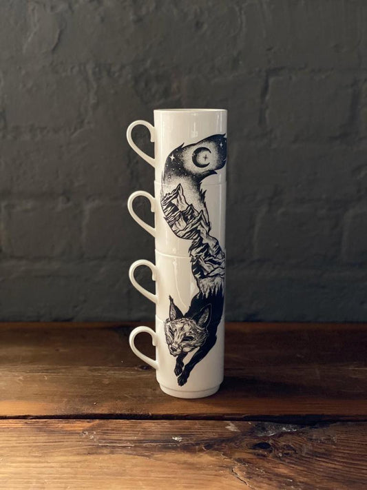 Midnight Fox Stacking Mug Set