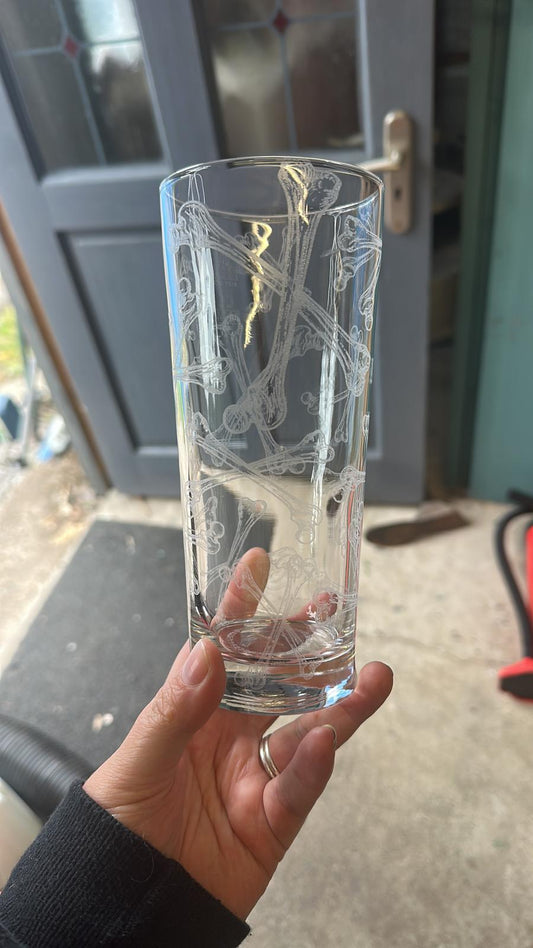 Bones Laser Engraved Pint Glass
