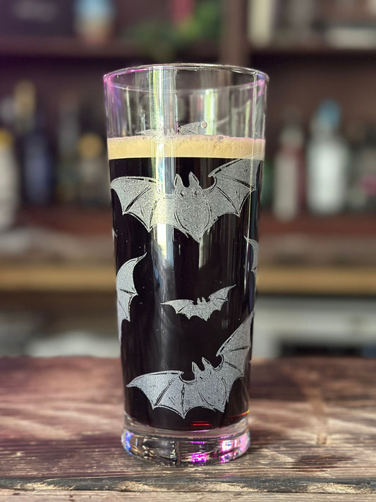 Bats Laser Engraved Pint Glass