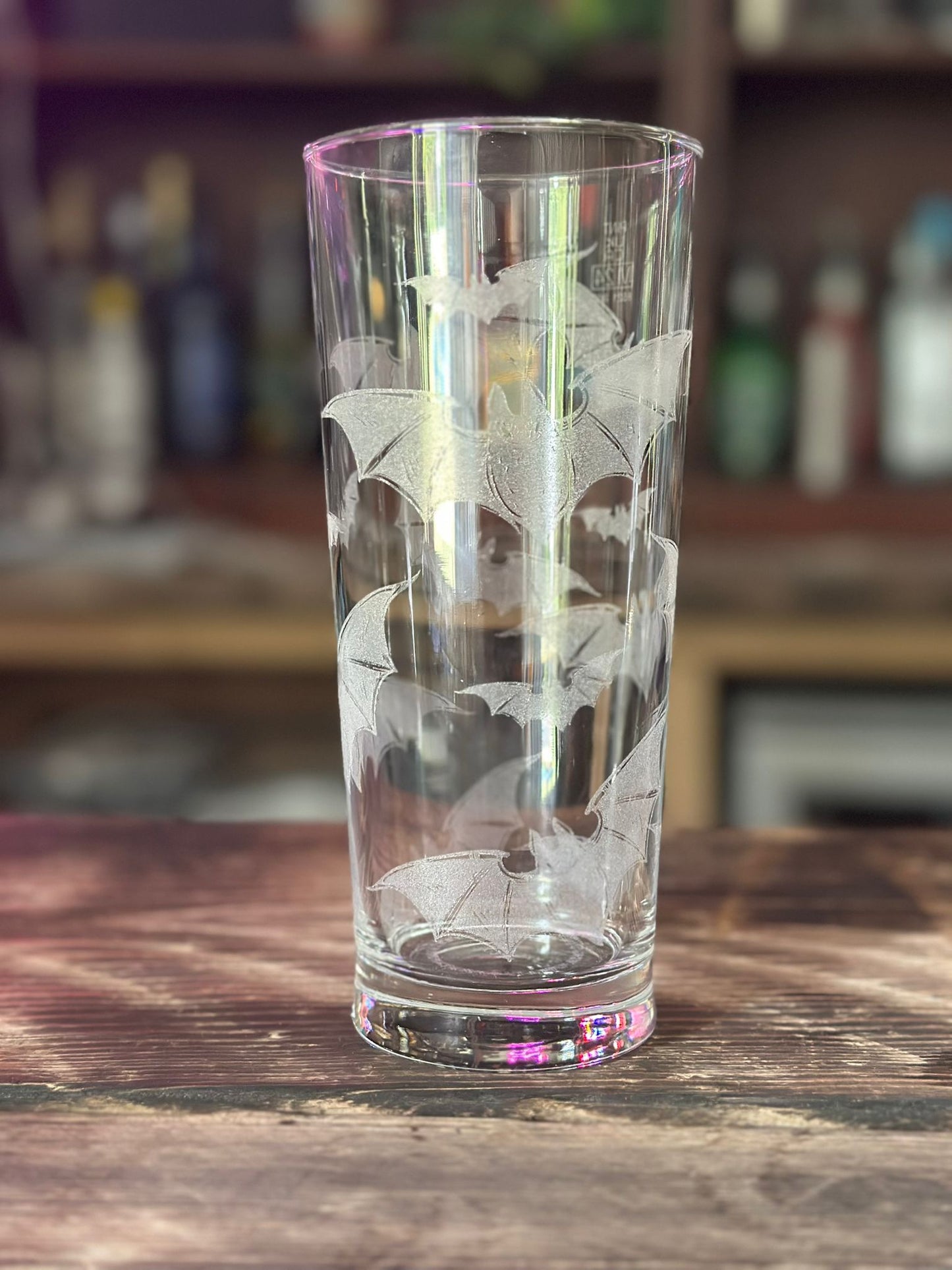 Bats Laser Engraved Pint Glass