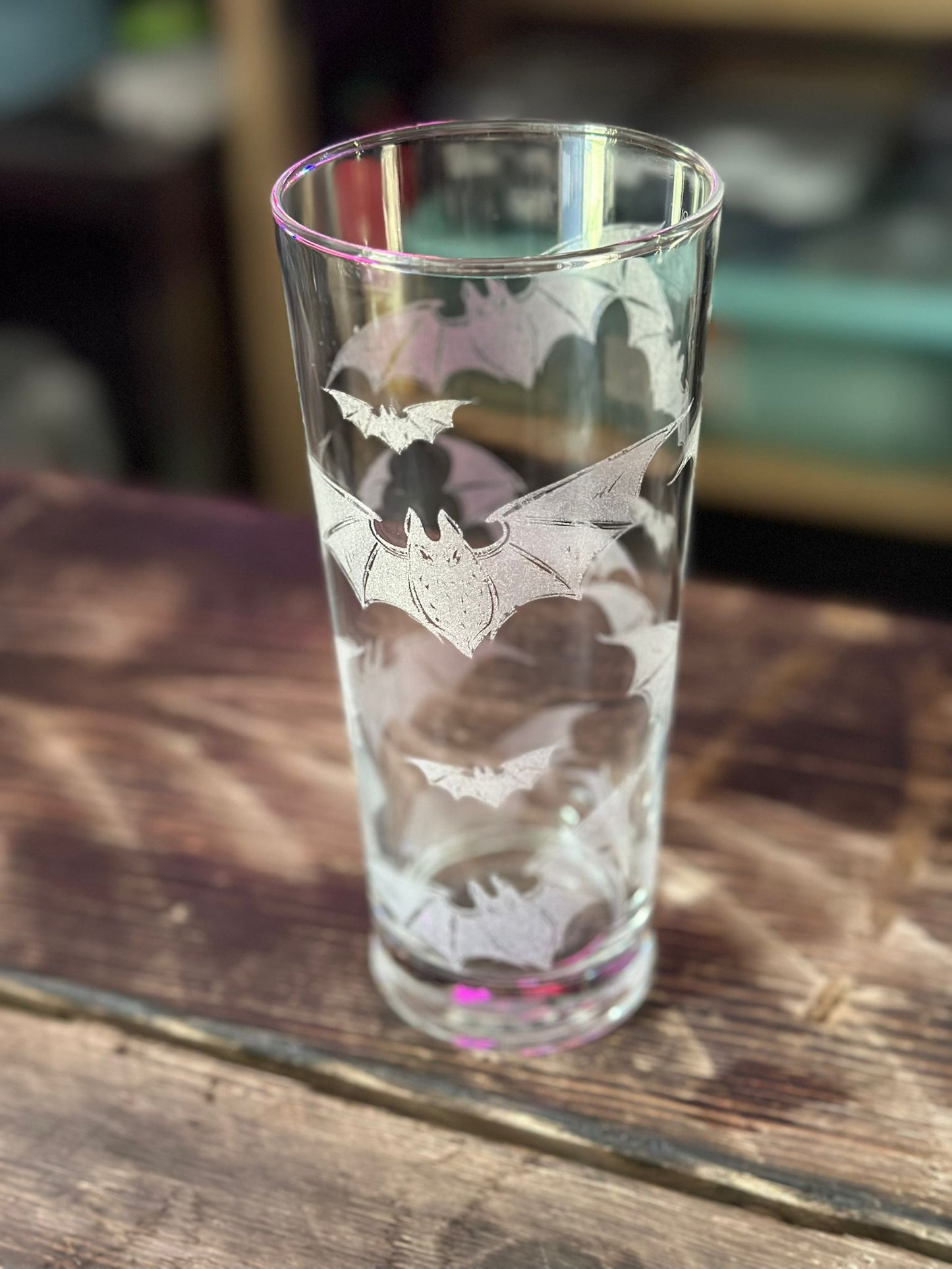 Bats Laser Engraved Pint Glass