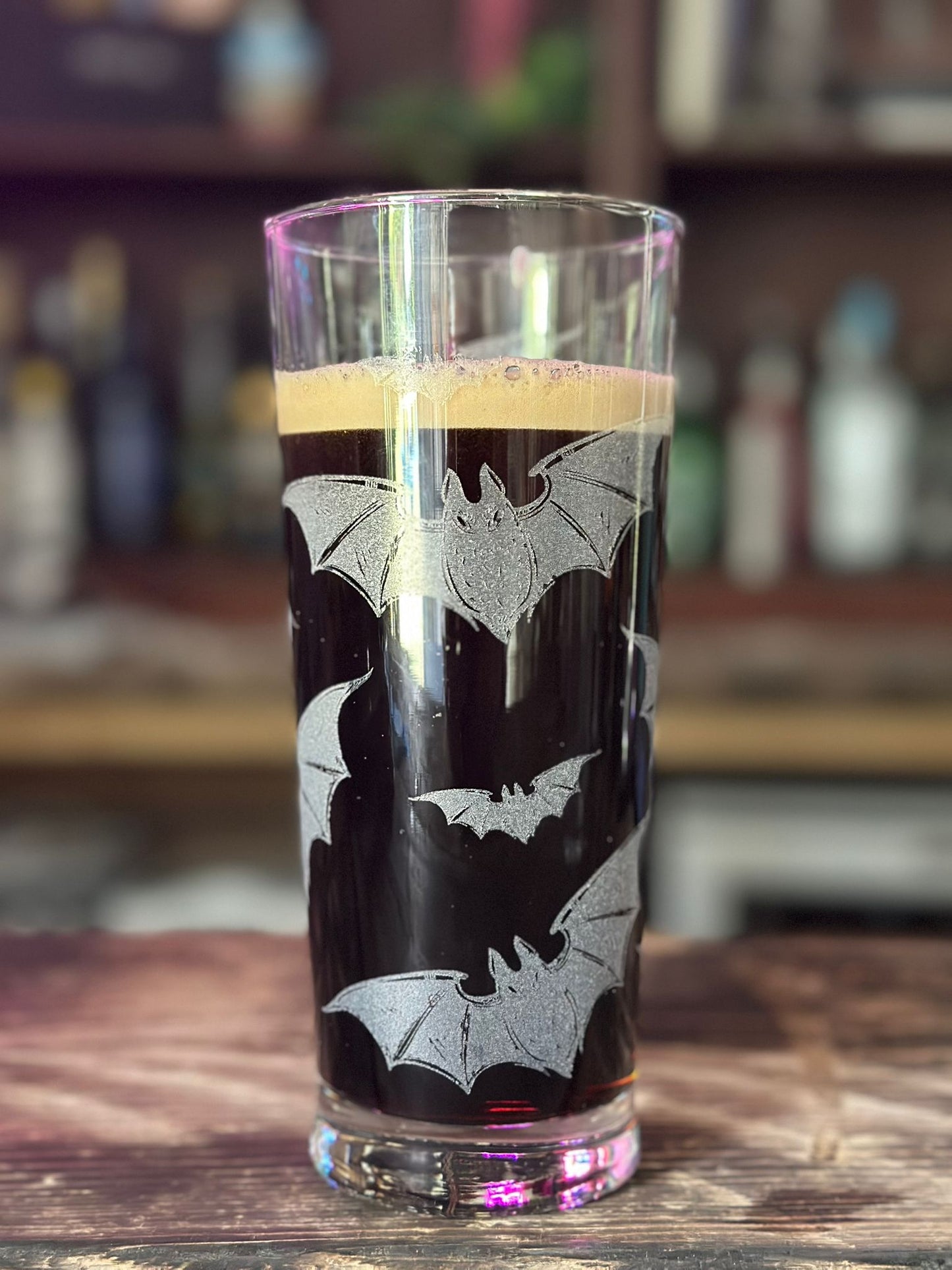 Bats Laser Engraved Pint Glass
