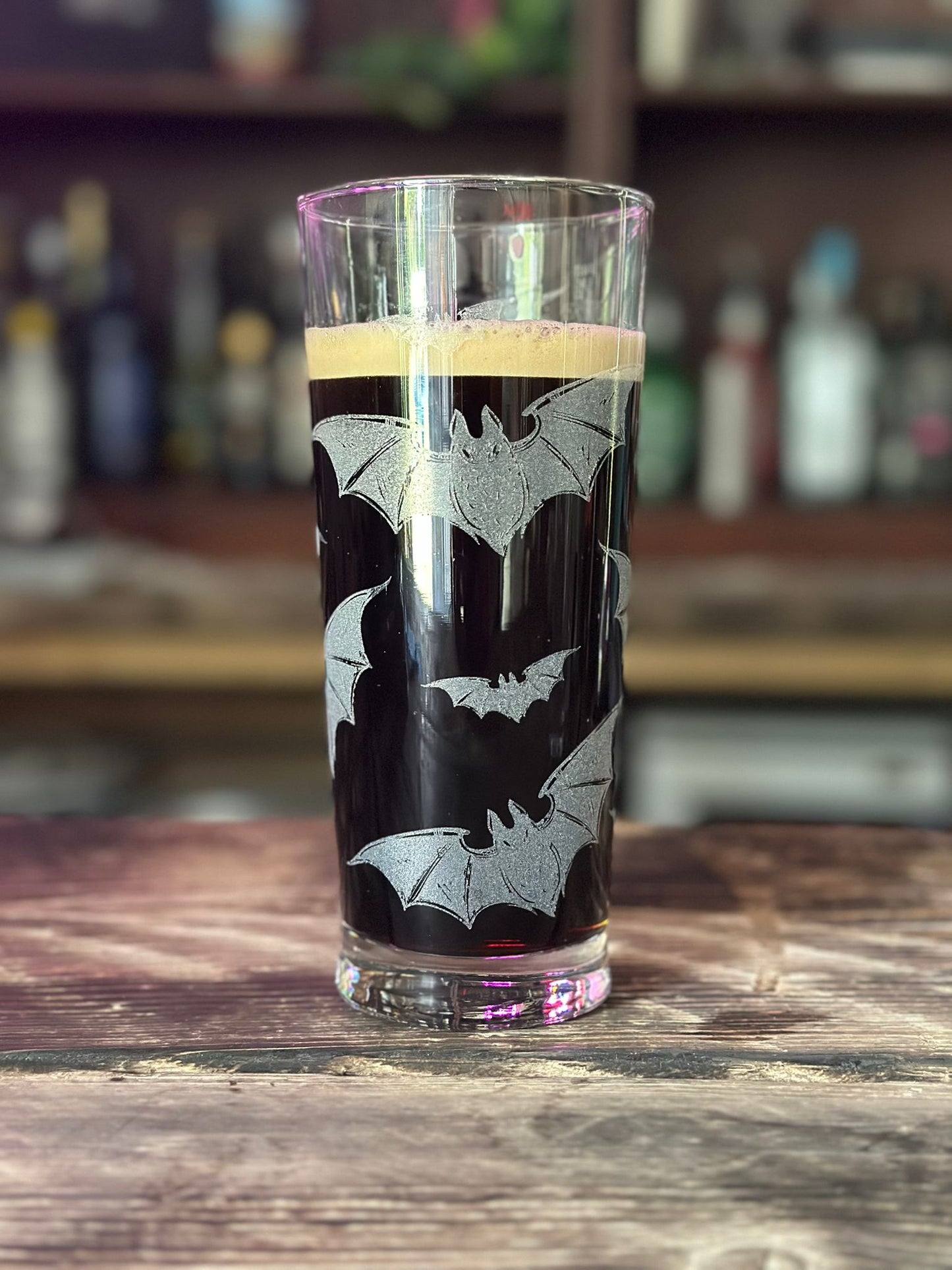 Bats Laser Engraved Pint Glass