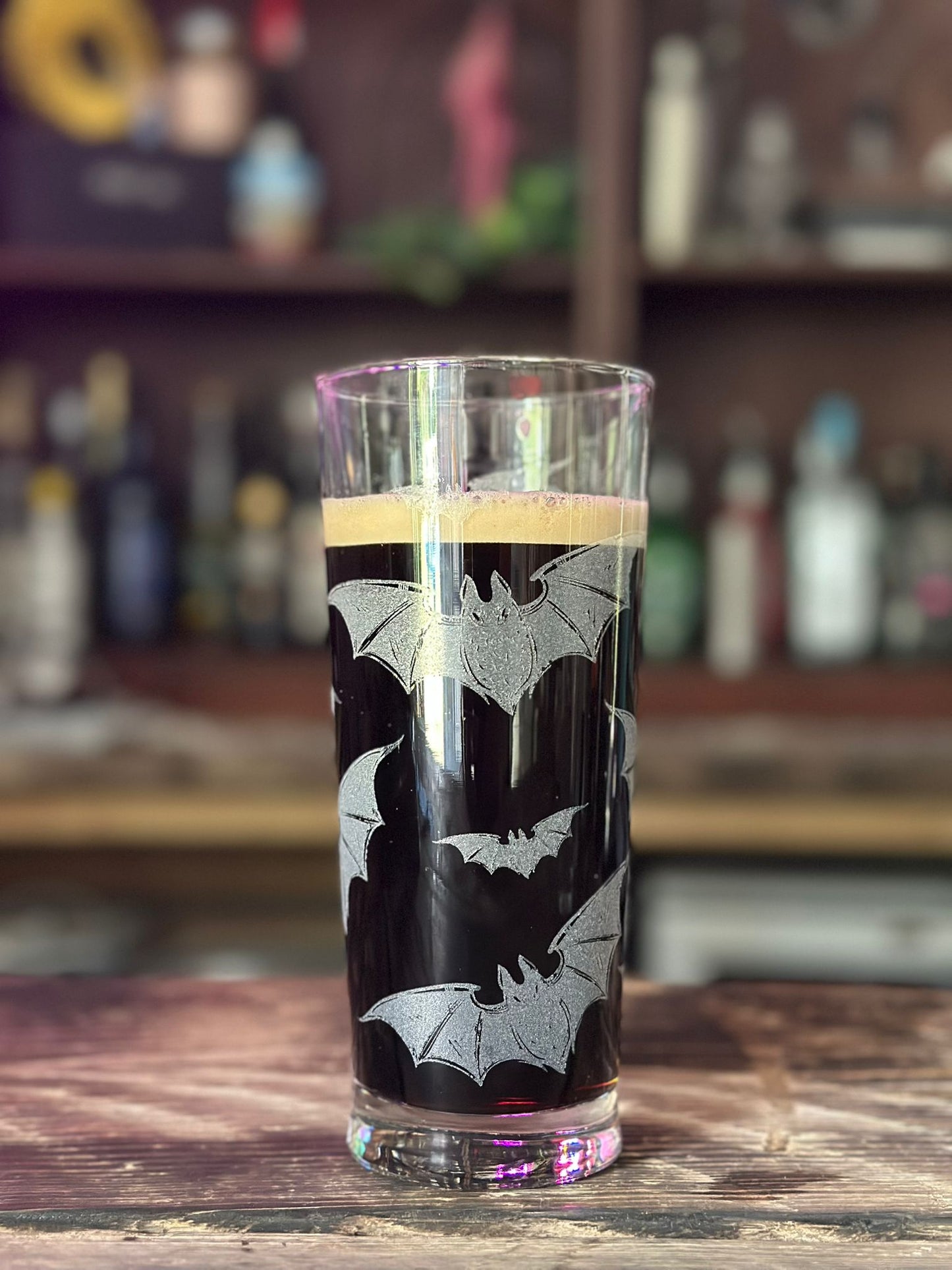 Bats Laser Engraved Pint Glass