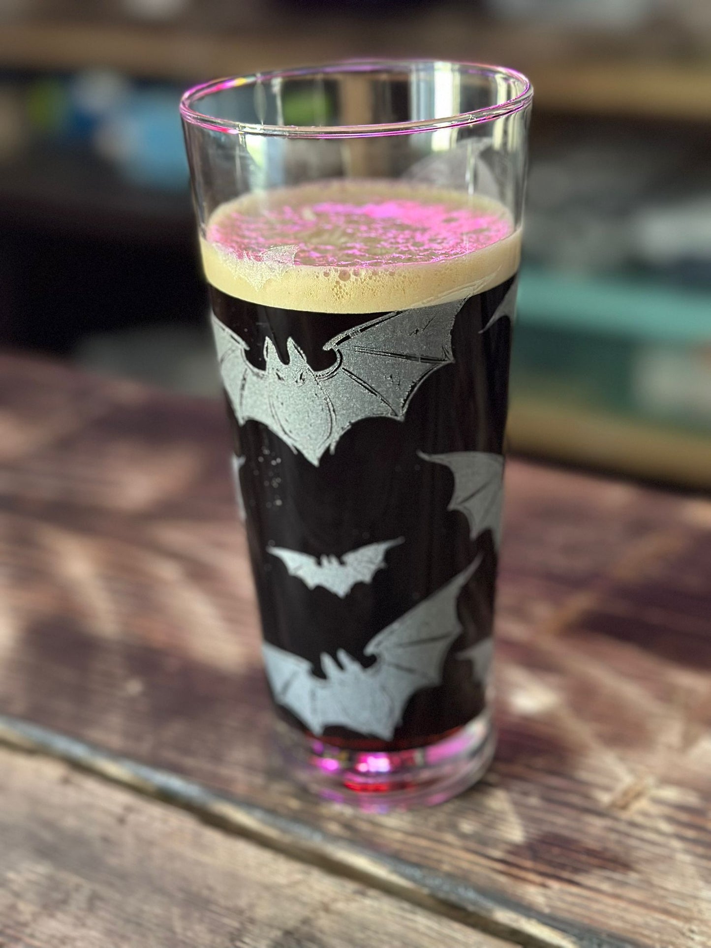 Bats Laser Engraved Pint Glass