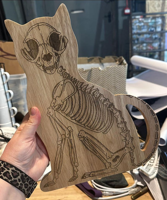 Laser Engraved Wooden Cat Chopping Board