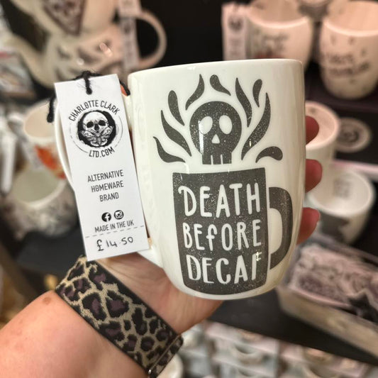 Death Before Decaf Bone China/Stoneware Mug