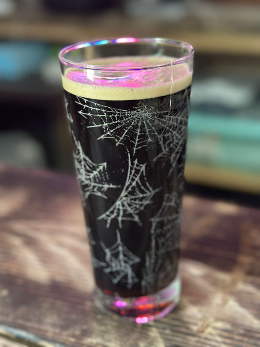 Spiderwebs Laser Engraved Pint Glass