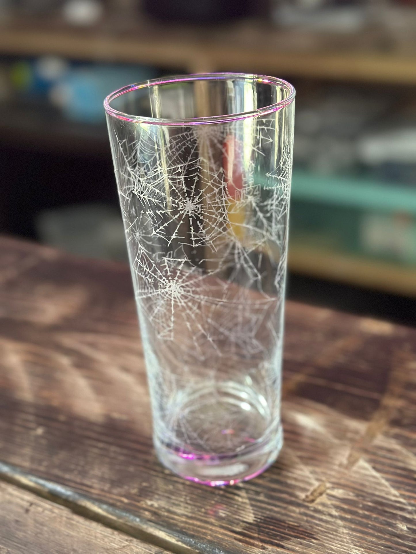 Spiderwebs Laser Engraved Pint Glass