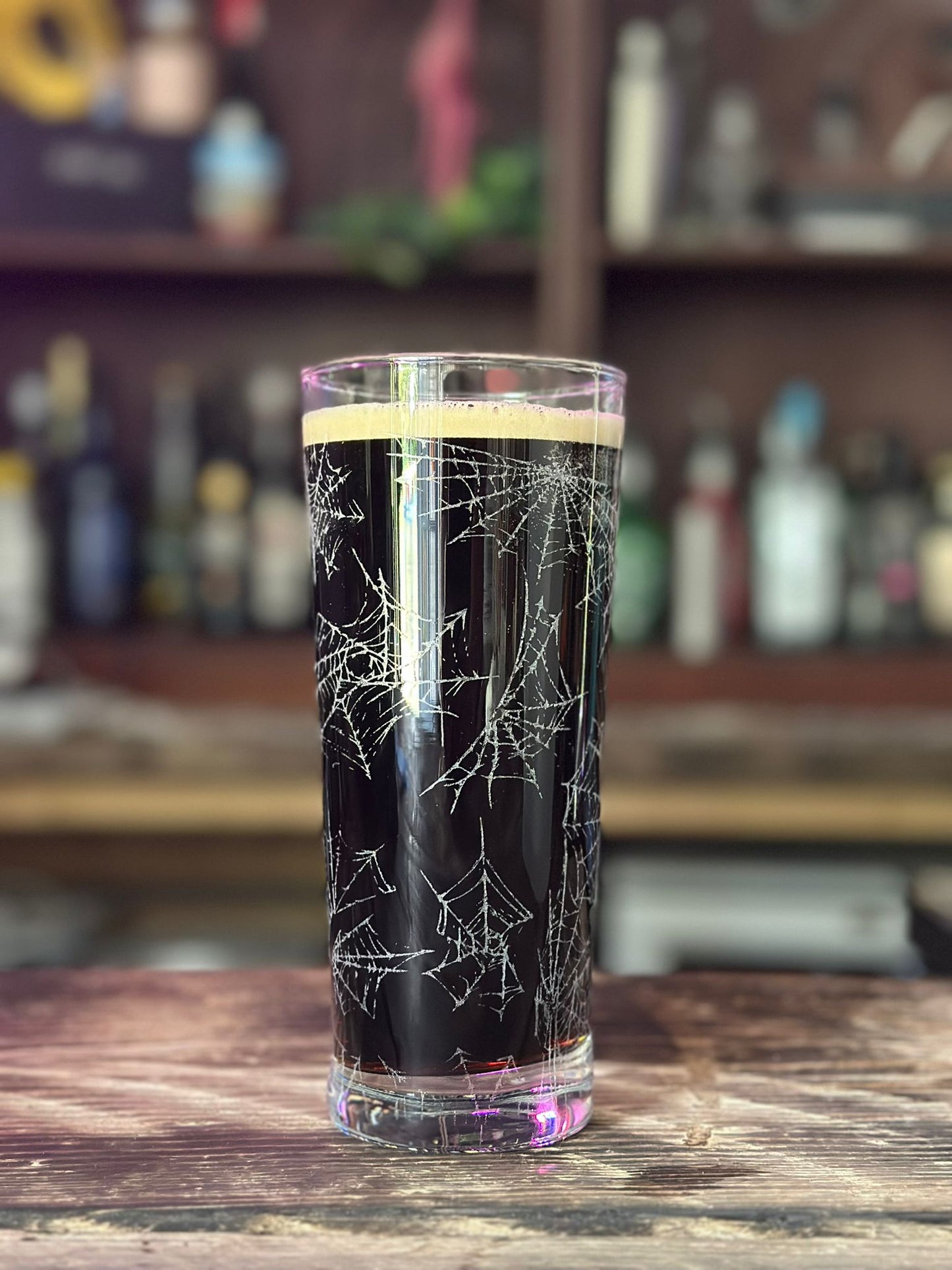Spiderwebs Laser Engraved Pint Glass