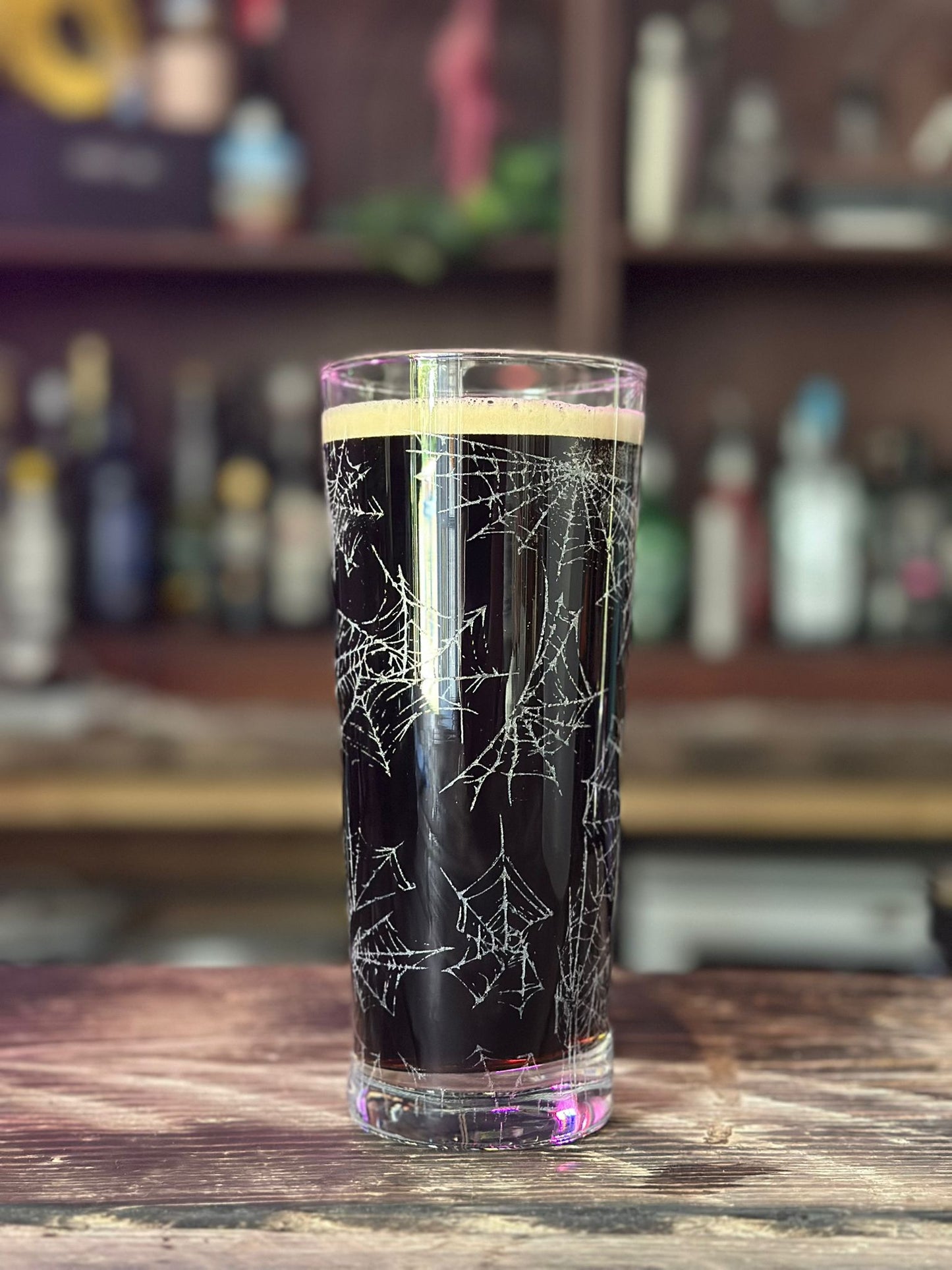 Spiderwebs Laser Engraved Pint Glass